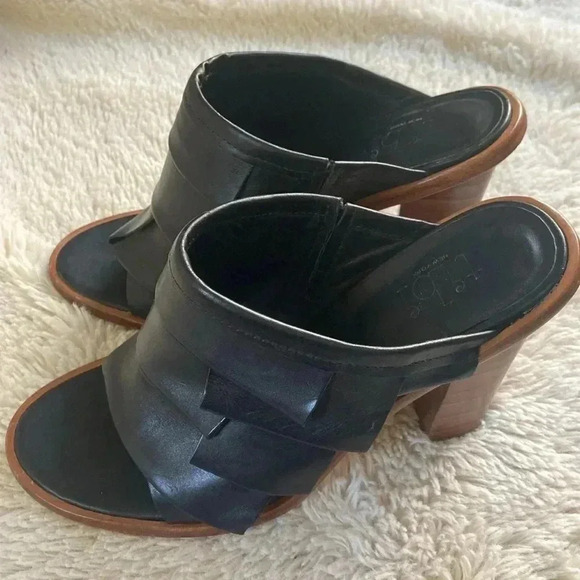 Tibi Black Peep Toe Leather Mule High Heel Sandals - Women’s size 38 us size 8 - Picture 3 of 7
